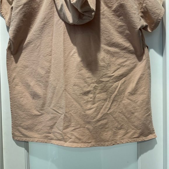 WILD FABLE Unique Casual Tan Hooded Top Shortsleeved Slits on Sides Athleisure - Picture 8 of 14